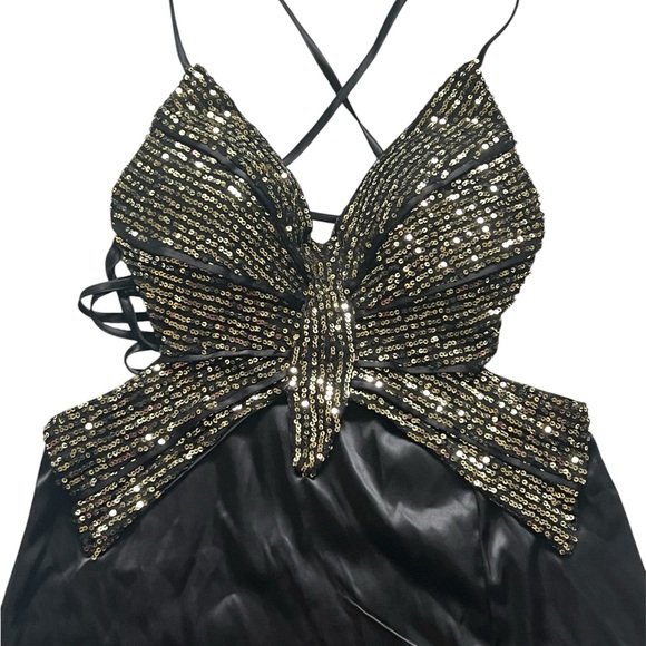 Dress butterfly Black and Gold Sequin y2k - Picture 6 of 14
